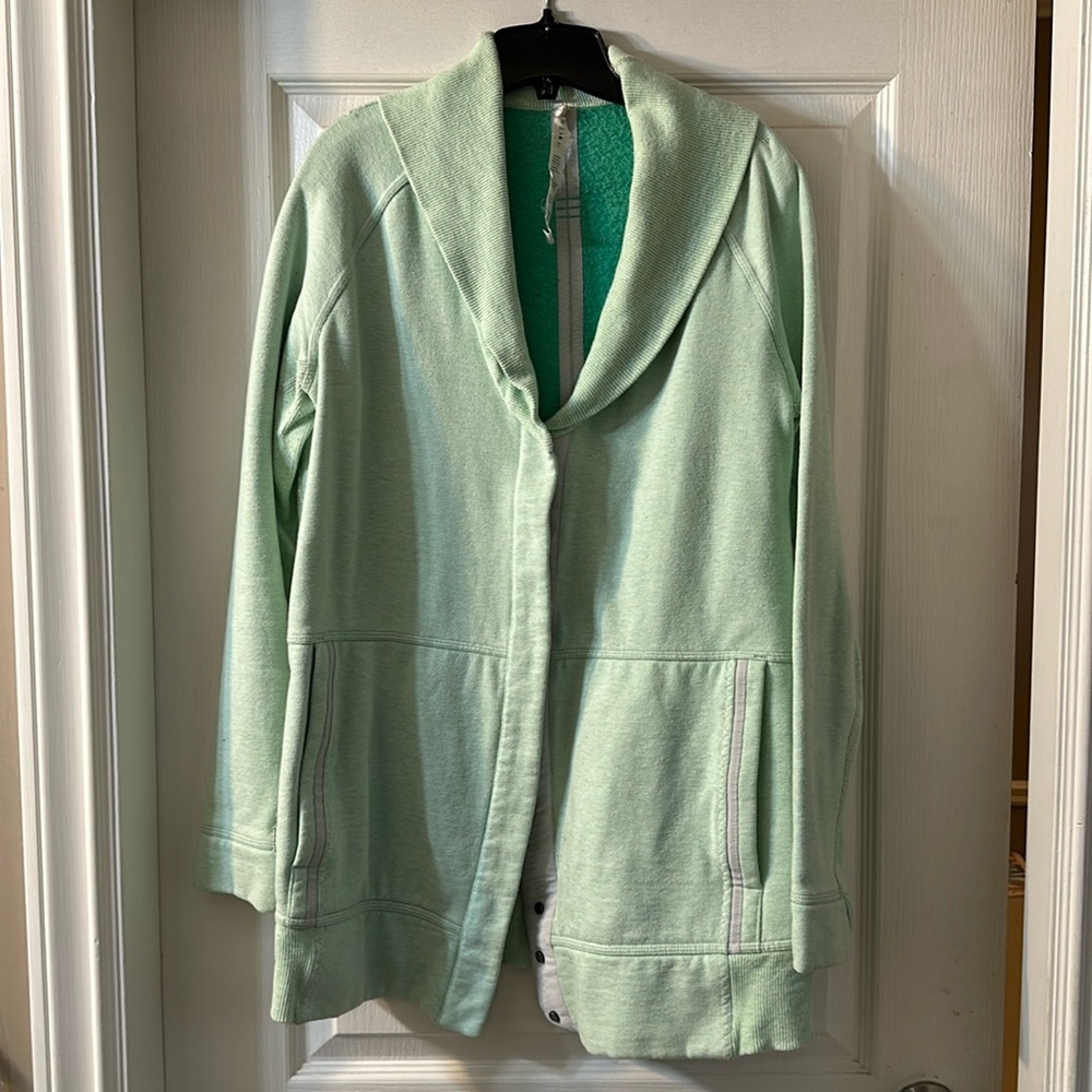 Lululemon Mint Green button down coat.